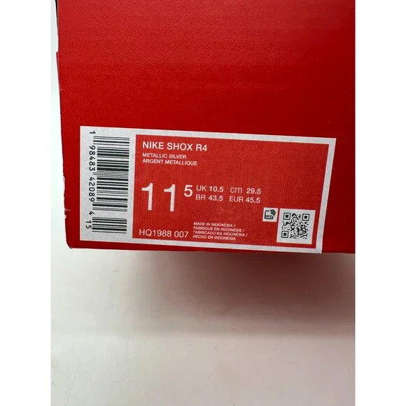 Nike Shox R4 Men's Size 11.5 Silver Black Running Athletic Shoes HQ1988 007 - Picture 6 of 6